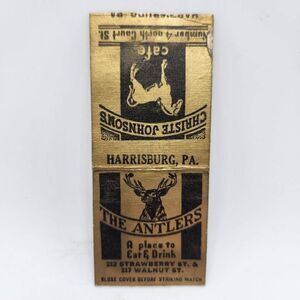 Vintage Bobtail Matchcover The Antlers & Christe Johnson's Cafe Harrisburg Penns